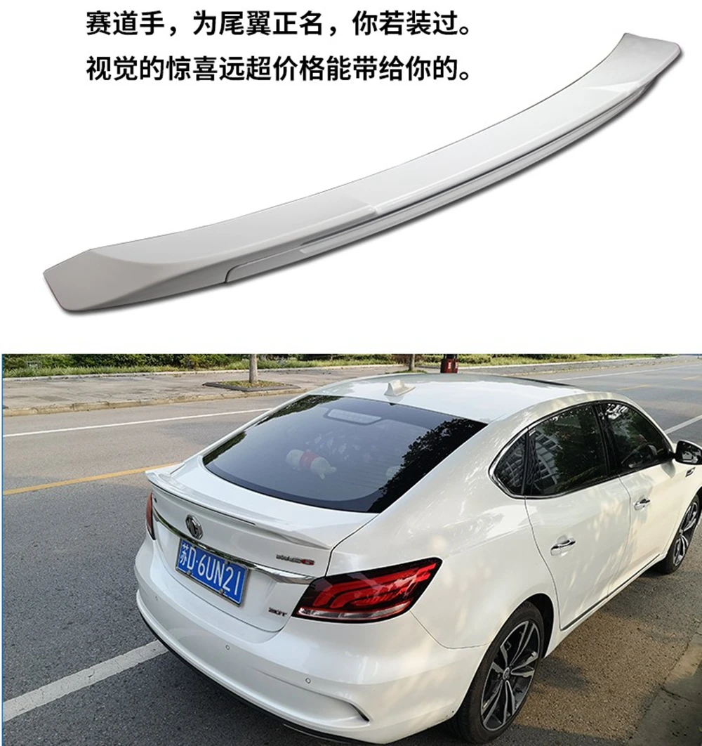 ABS Plastic Black White Color Rear Roof Wing Lip Trunk Spoiler With Led Light For morris garages MG6 Spoiler 2017-2018