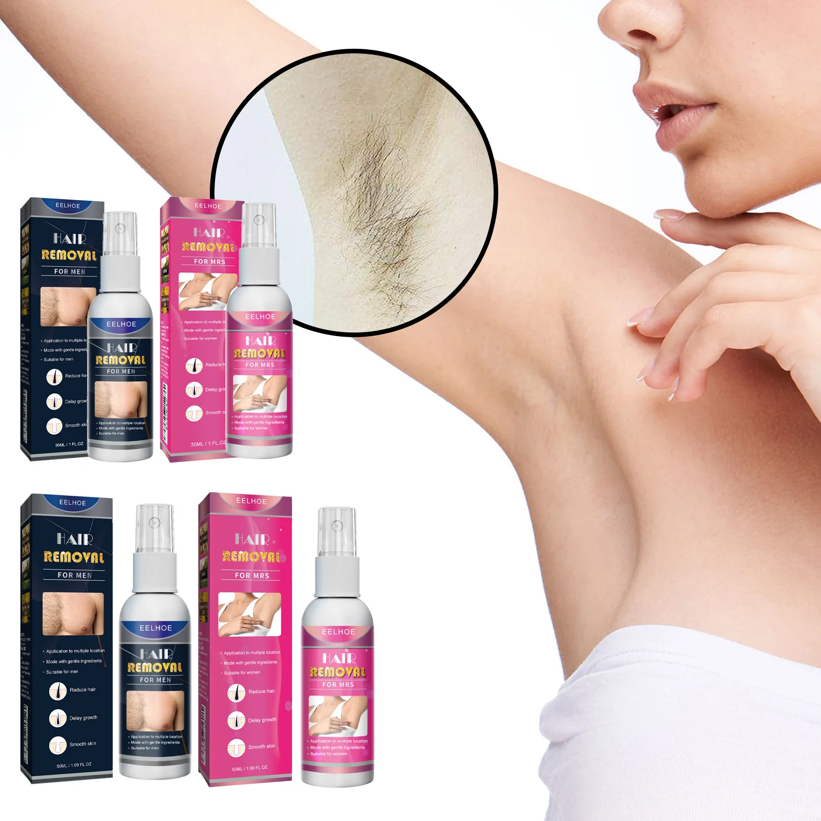 Painless Remove Unwanted Stop Hair Growth Inhibitor Remover Hair Permanent Hair Removal Spray for Men And Women