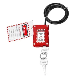 Adjustable Cable Lockout safety padlock with Plastic-coated Stainless Steel Cable