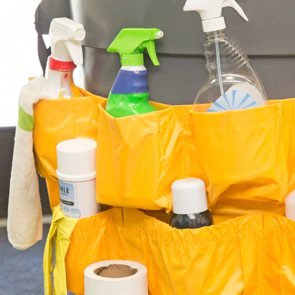 Muli-Pocket PVC Tote Bag Multi-Pocket Vinyl Caddy for Storage for Large round and Square Trash Cans Waterproof Hanging Style