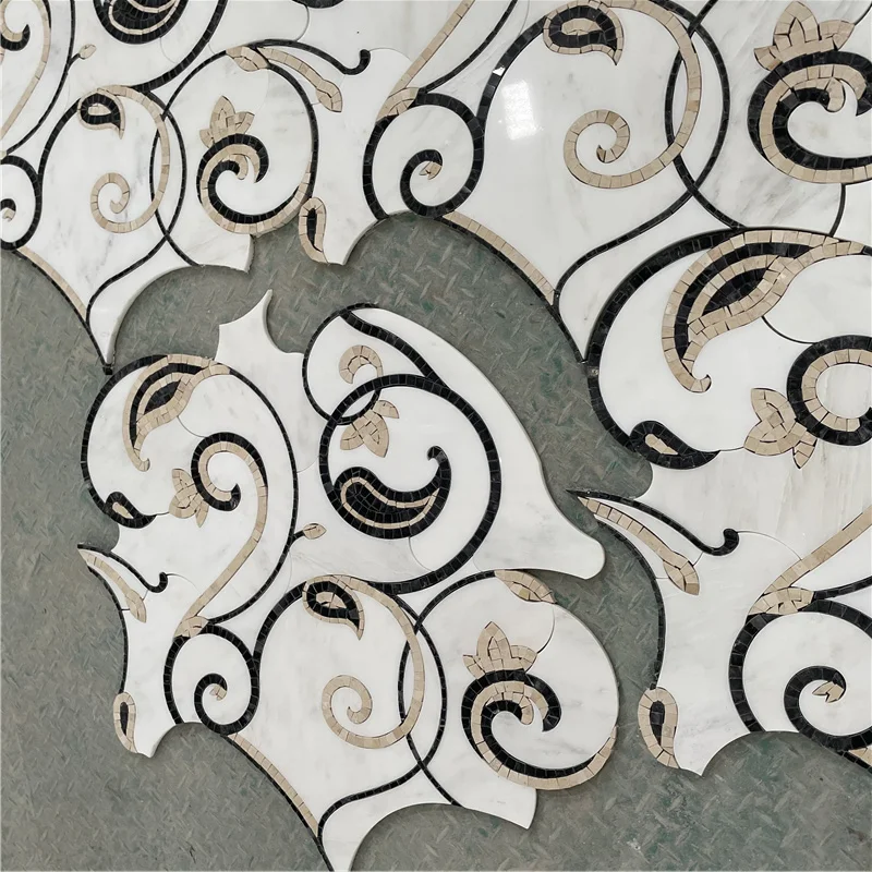 Art Marble Mixed Color Mosaic Flowers Patterns Marble Tiles