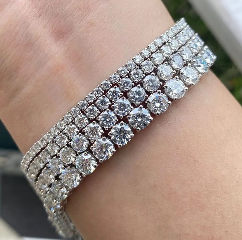 7 Carat Top Quality Moissanite Jewelry Tennis Bracelet 3-8mm 925 Sterling Sliver VVS1 D color GRA Certified Moissanite Jewelry