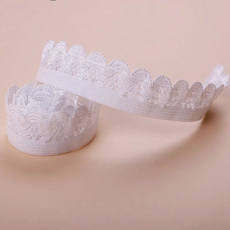 
Latest fabric lace white clothing sewing webbing lace trim knitting embroidery underwear elastic trimming lace C131 