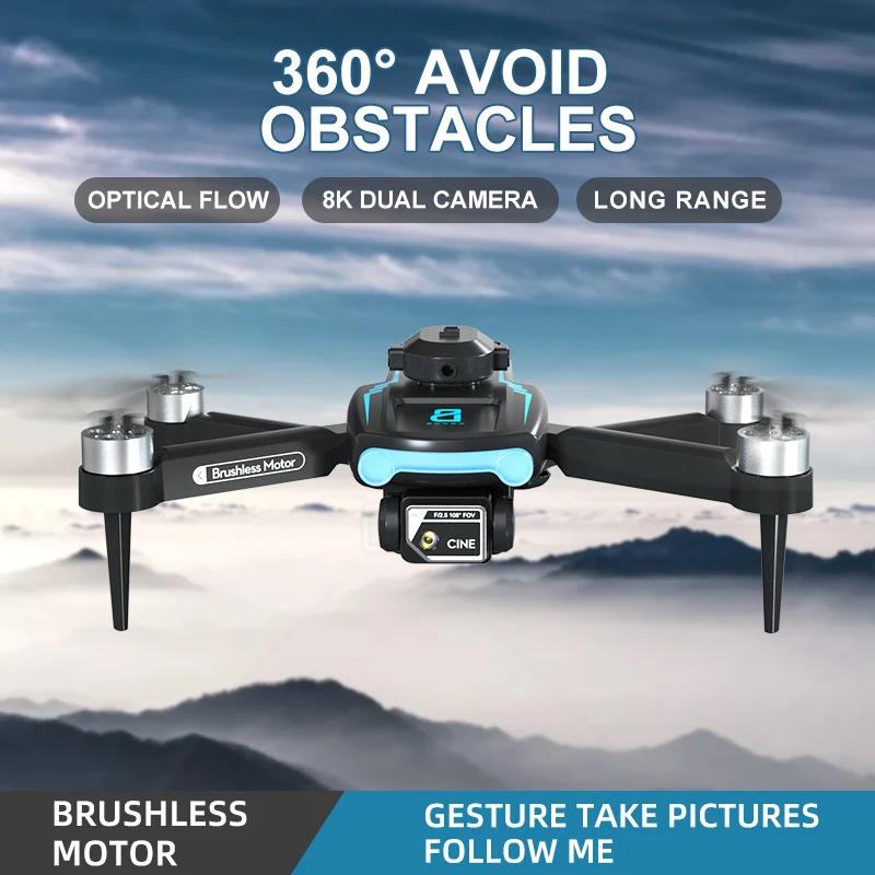 8k high definition brushless gesture recording optical flow localization intelligent follow obastacle avoidance mini rc drone