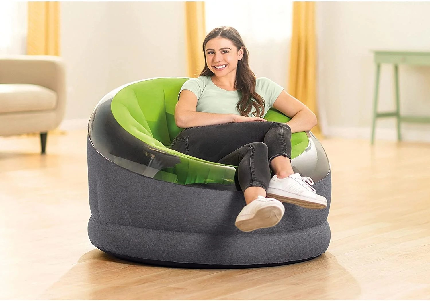 Intex 66582 Pvc Portable Air Sofa Chair Flocked Inflatable Sofa Modern Inflatable Lounge Sofa