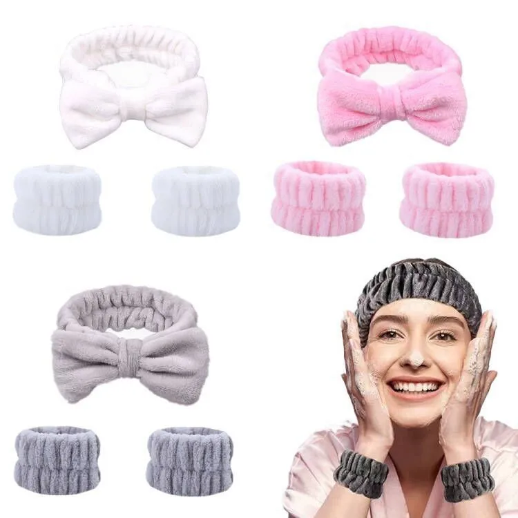 Big Girls Wet Wrist And Elastic Hair Head Bands Bow Skincare Children Hairbands Embroidered Knot Spa Headband Making Kit For Kid