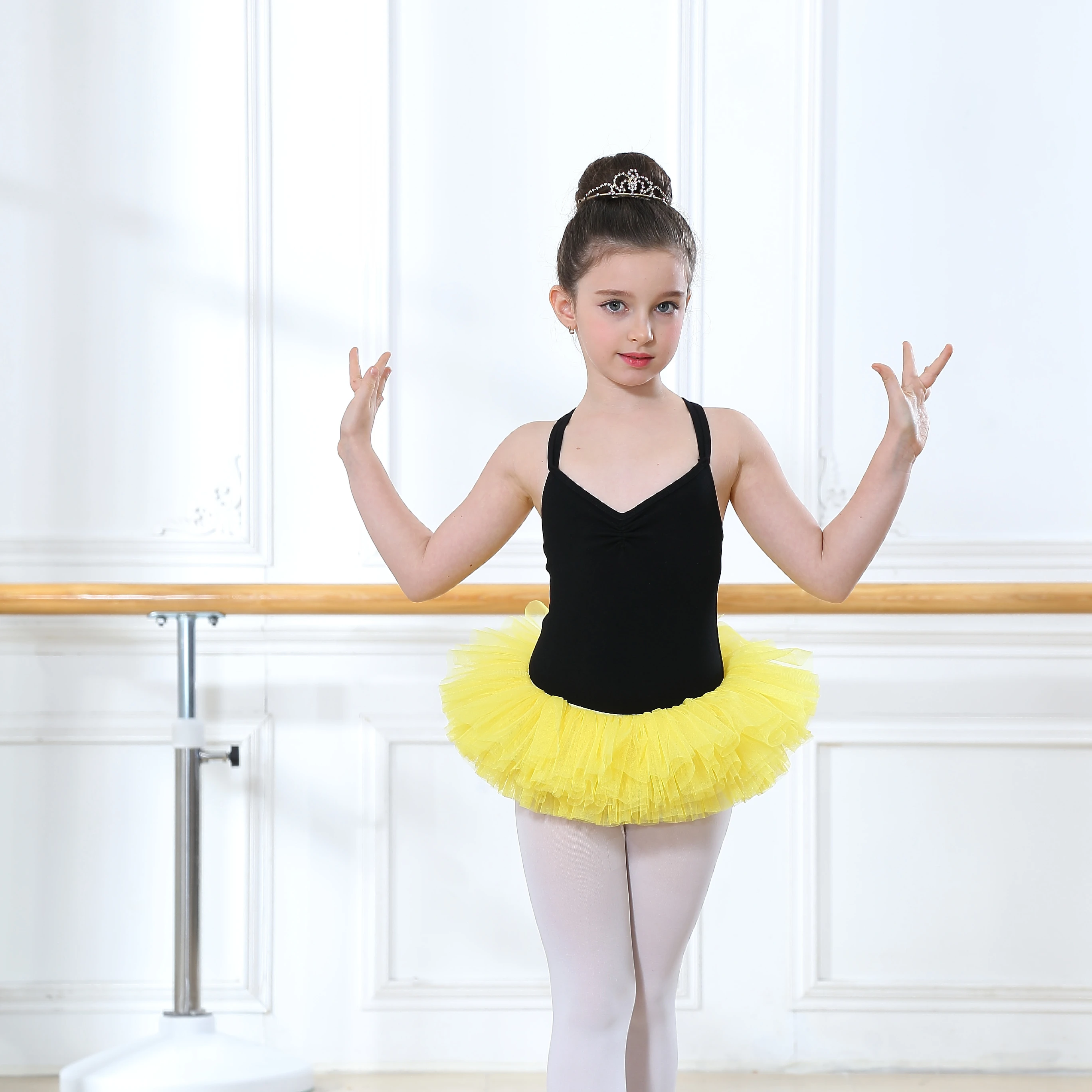 Factory Wholesale custom sleeveless with 8 layer tutu for ballet baby tutu training skirt ballet dresses for girls class wear