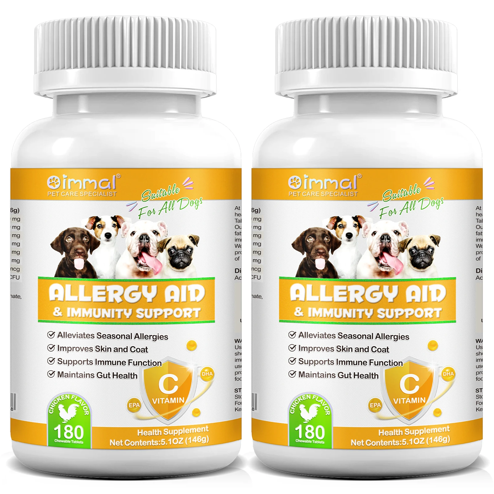 OIMMAI alleviates seasonal food allergies improves skin dog allergy relief chews colostrum tablet pet chewable allergy tablets