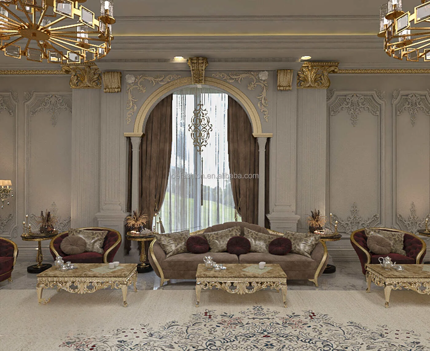 OE-FASHION Custom Luxury Arabic Majlis Classic Moroccan Majlis L Shaped Sofa furniture Modern Arabic Majles Sofa set