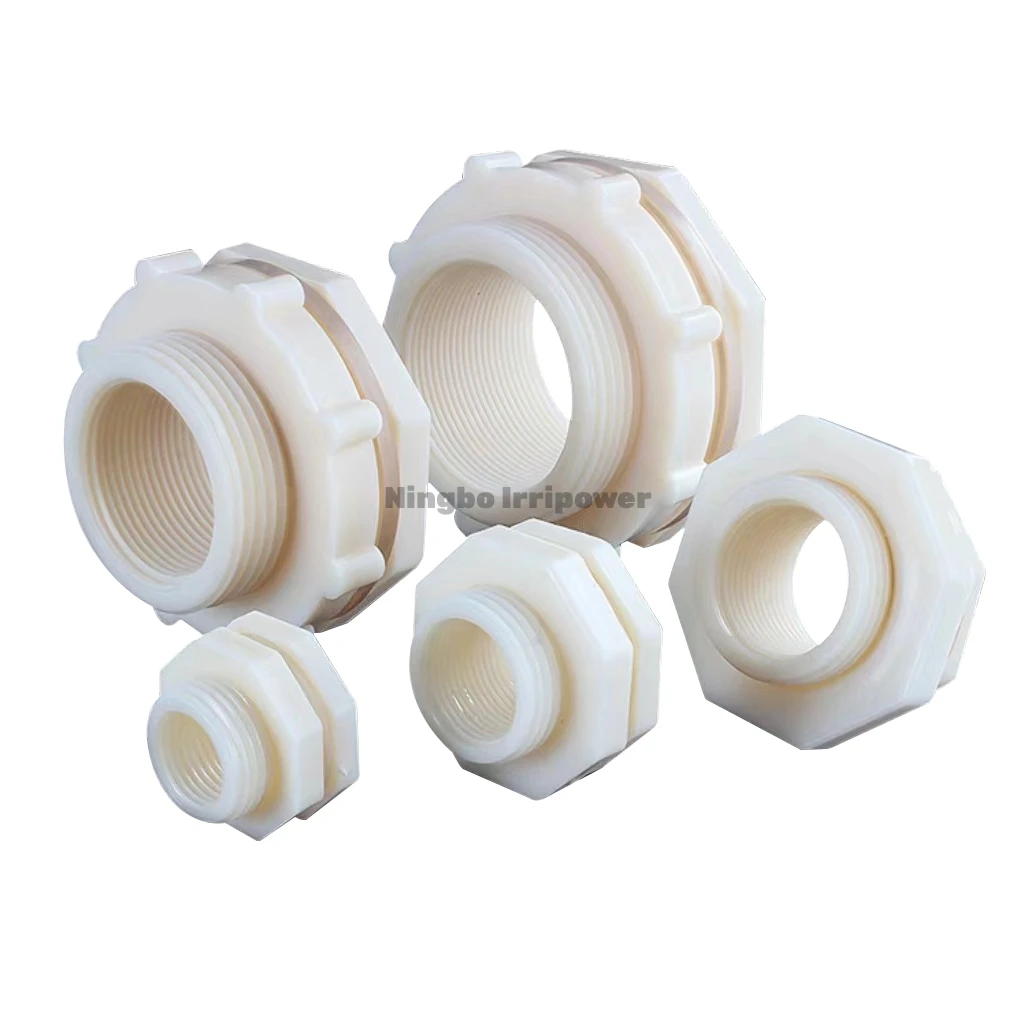 ABS Bulkhead Water Tank Connector Adapter Fitting with Plugs Thru-Bulk Pipe Fitting