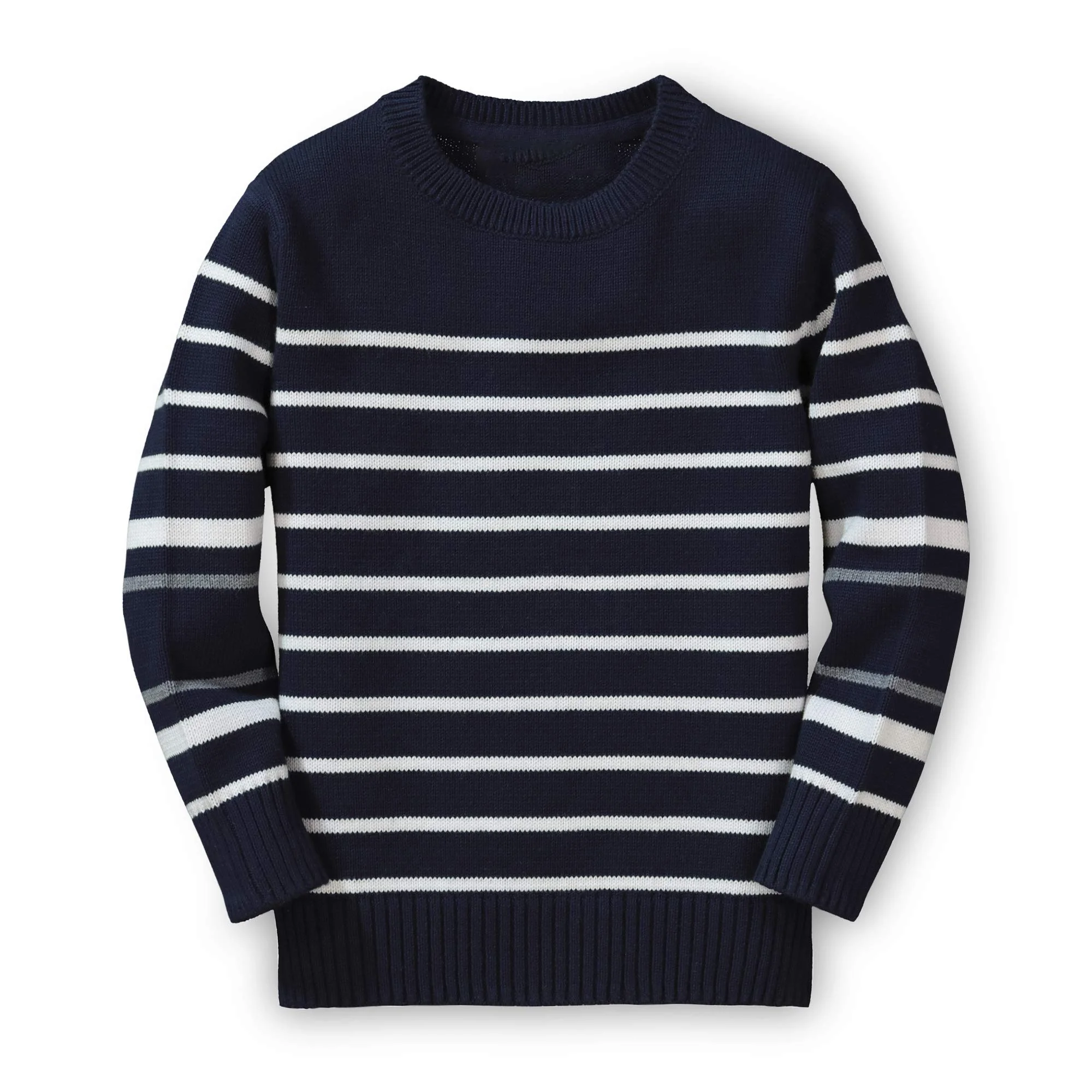 
Custom Striped Crew Neck Cotton Long Sleeve Kids Pullover Knit Sweaters 