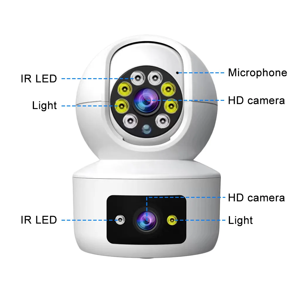 WIFI Baby Camera Hot Selling Dual Lens Wireless Indoor Security  360 Degree 1080P Auto Tracking Smart IP CCTV PTZ Camera
