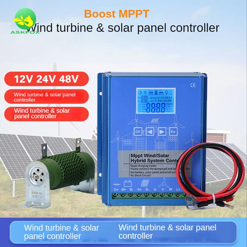12V 24V 48V Wind Turbine MPPT Solar Wind Battery Charging Power System Wind Solar Hybrid Controller 100w 200w 300w 500w