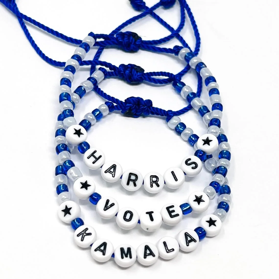 Handmade Rope Braid Adjustable Length Blue Cord Words Harris 2024 USA Bracelets VOTE Words Gifts