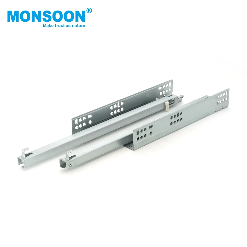 Kitchen Push to Open Full Extension Soft Closing Concealed Drawer Channel Heavy Duty Undermount Slide 100kg