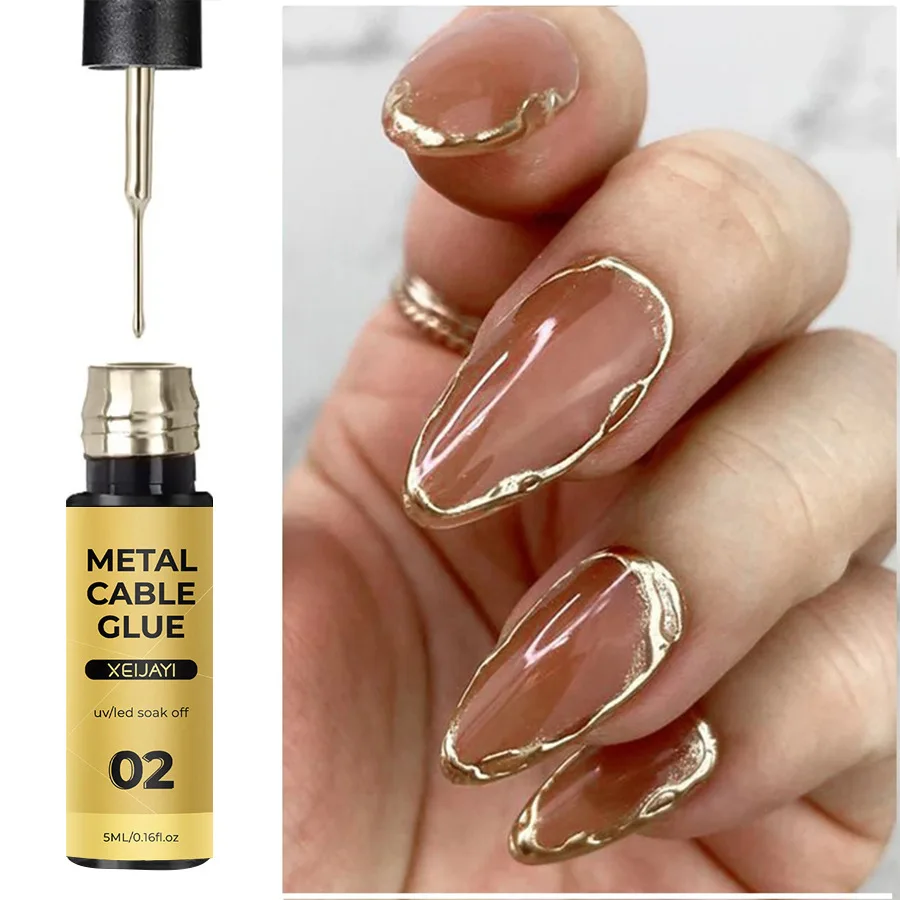 Nail Polish Rose Gold Silver Super Bright Chrome 5ml Metallic Liner Painting Mirror Effect Drawing French Gel Nail Art Varnish