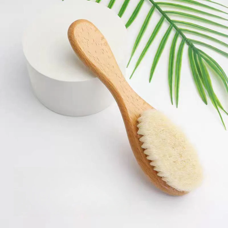 Wooden Soft Natural Goat Bristles New Baby Care Pure Natural Wool Baby Wooden Brush Comb Brush Baby Hair brush