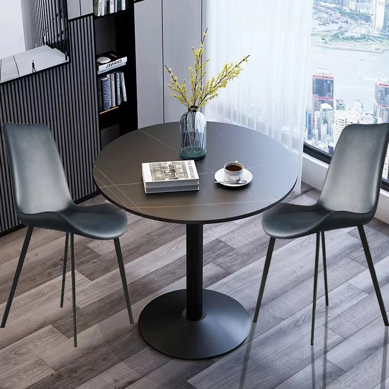 factory outlet round table /chair Modern Design household balcony / cafe table Popular sintered stone  top gold steel