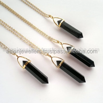 925 sterling silver Black Onyx gemstone pendant gold plated Handmade Indian Jewelry
