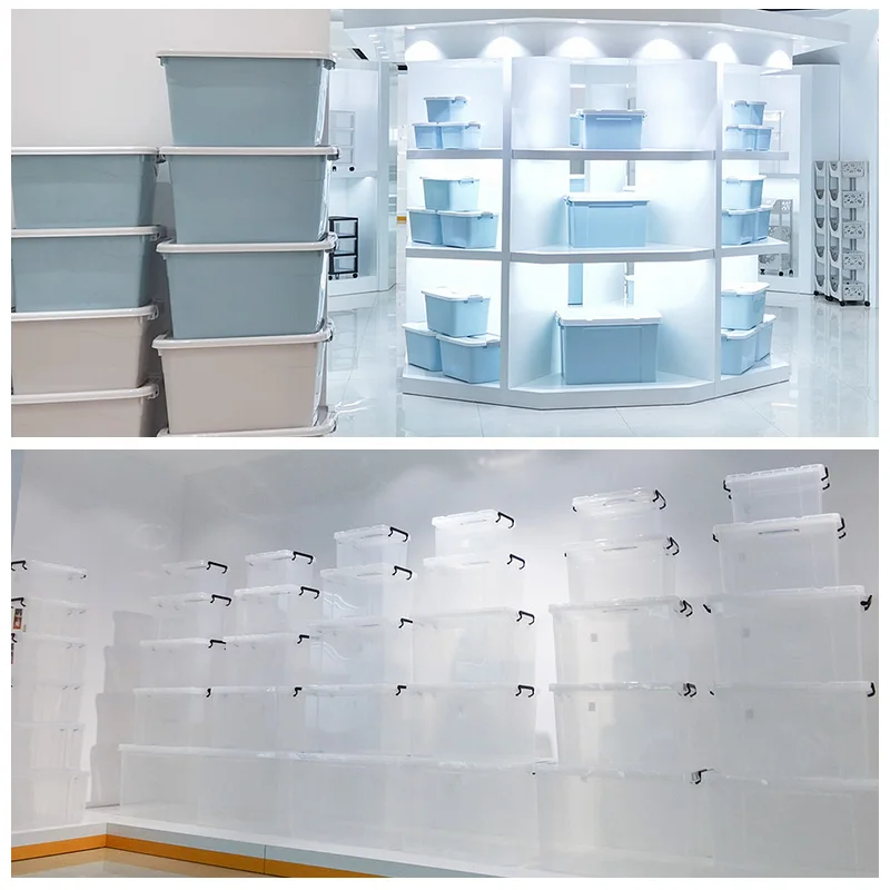 Wholesale small large capacity clothing organizer office storage transparent plastic pp storage box container