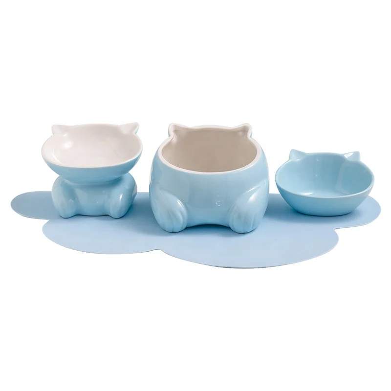 hot products top 20 best selling 2022 cat ceramic bowl oblique mouth high foot ceramic cat bowl raised cat feeding bowl