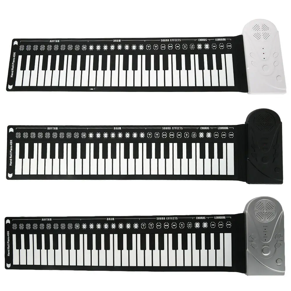 USB Hand Roll Up Piano Portable Folding Electronic Organ Keyboard Instruments 49 Key for Music Lovers Playing Accessories