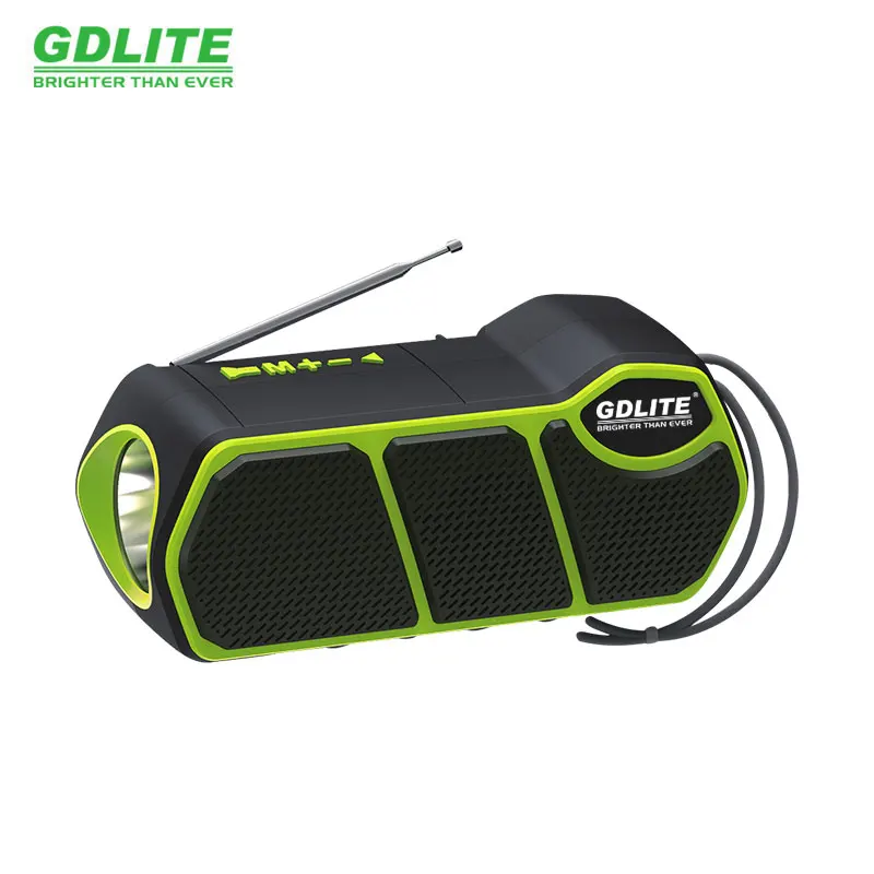 GDLITE portable mini solar music speaker FM radio with torch MP3 playersolar emergency lights popular in Africa