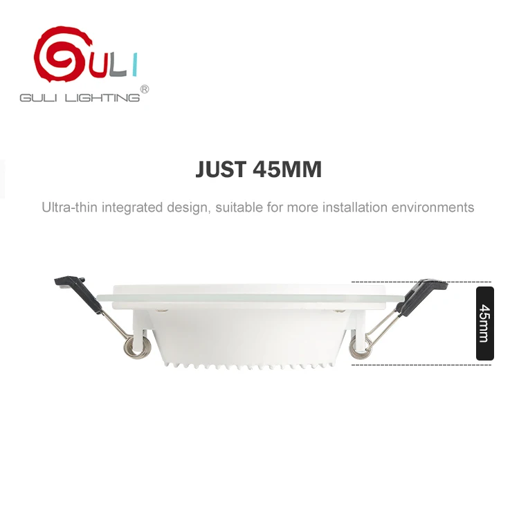 Hotel Indoor Aluminum Body Glass Panel Light 2.5 Inch 5w Led Glass Downlight