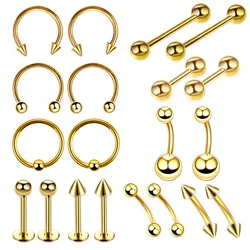Fj Popular Stainless Steel Labret Nose Stud Stud Earring20set Of Tattoo Piercing Jewelry