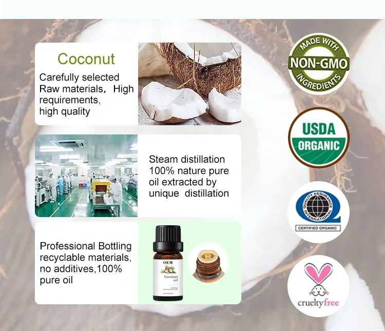 Wholesale OBM Essential Oil New Aromatherapy Bulk Virgin Coconut Essential Oils For Skin
