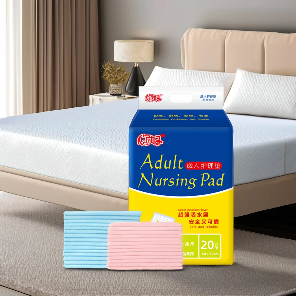 60x90 Disposable XL Adult Unisex Incontinence Pad Japan SAP Adult Diaper with Printed Feature Transfer Underpad White