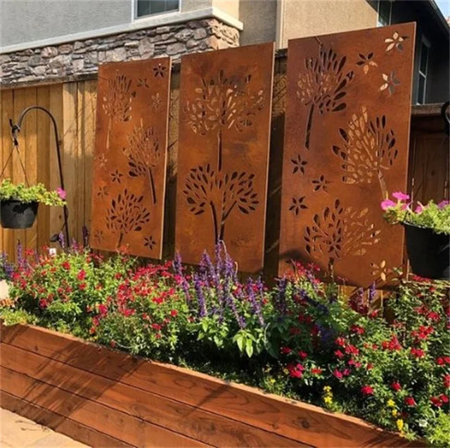 New design outdoor metal wall tree art privacy screen garden screen panels
