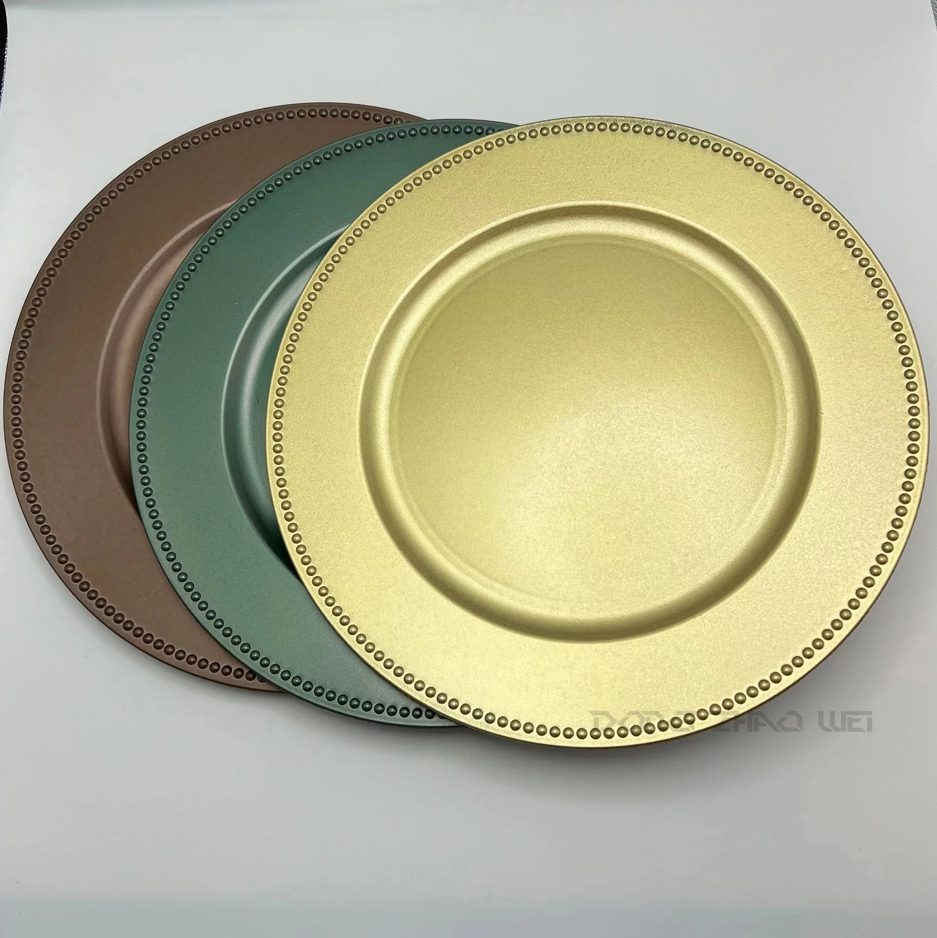 2023 Hot Restaurant Supplies banquet hotel Round Plastic Charger Plates High Quality Dinner Plates Dinnerware Plastic Plates