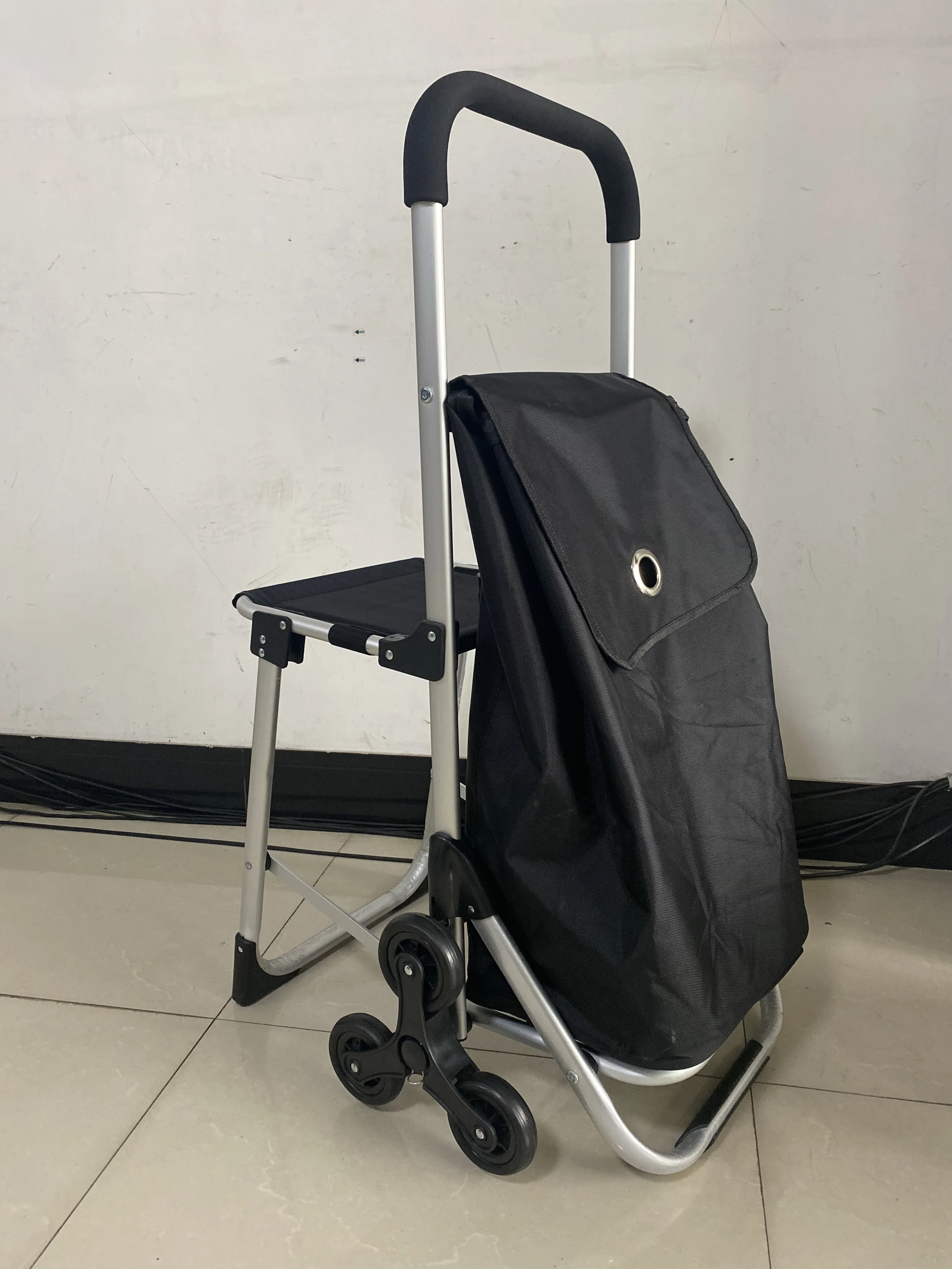 2024 OEM wholesale shopping trolley cart aluminium foldable custom shopping cart with seat