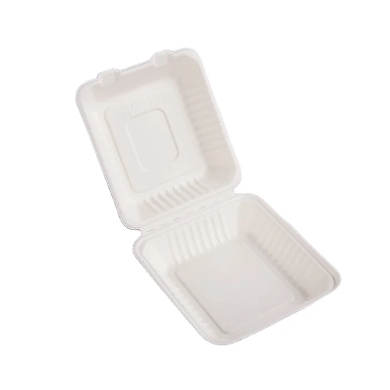 Factory Bagasse Restaurant Clamshell Compostable Waterproof Fluoride free paper box