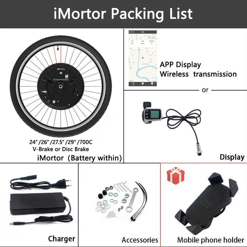 2021 New 350W iMortor 3.0 eBike front wheel Hub Motor Convert kit for 24/26/27.5/29/700C wheel
