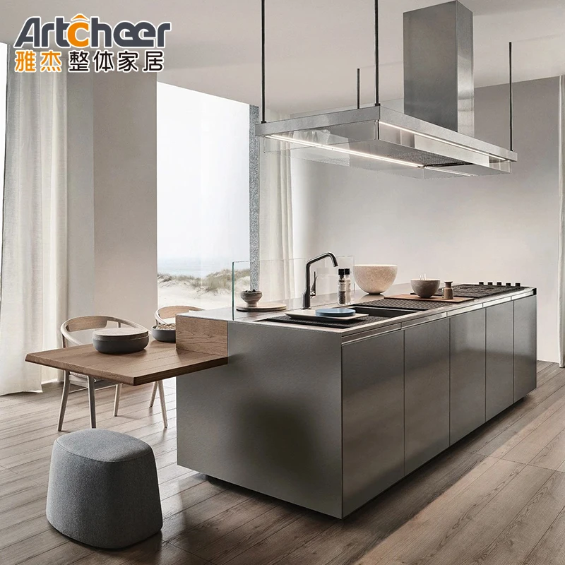 Custom Sittered Sintered Stone Marble Matte Melamine Dark Grey Black Color European Luxury Design Modern Style Cabinet Kitchen