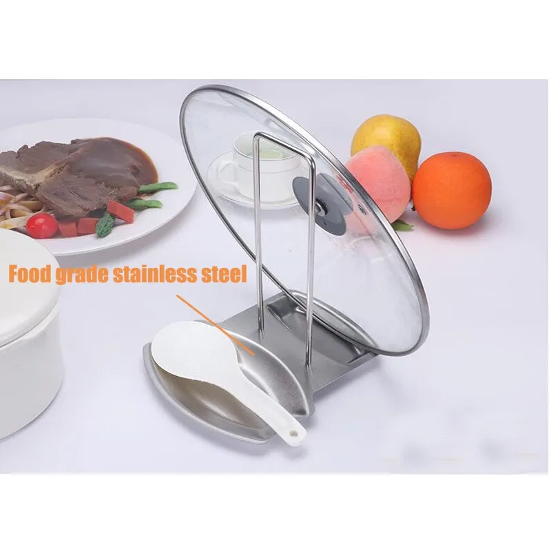 Newly Kitchen Accessories Stainless Steel Pot Lid Shelf Pan Cover Lid Rack Stand Sponge Spoon Holder Kitchen Organizer Dish Rack