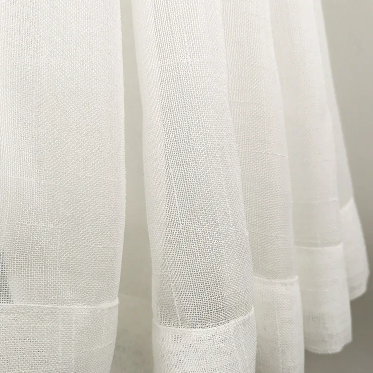 Home Decor Window Voile White Linen Fabric Eyelet Sheer Curtain For The Living Room