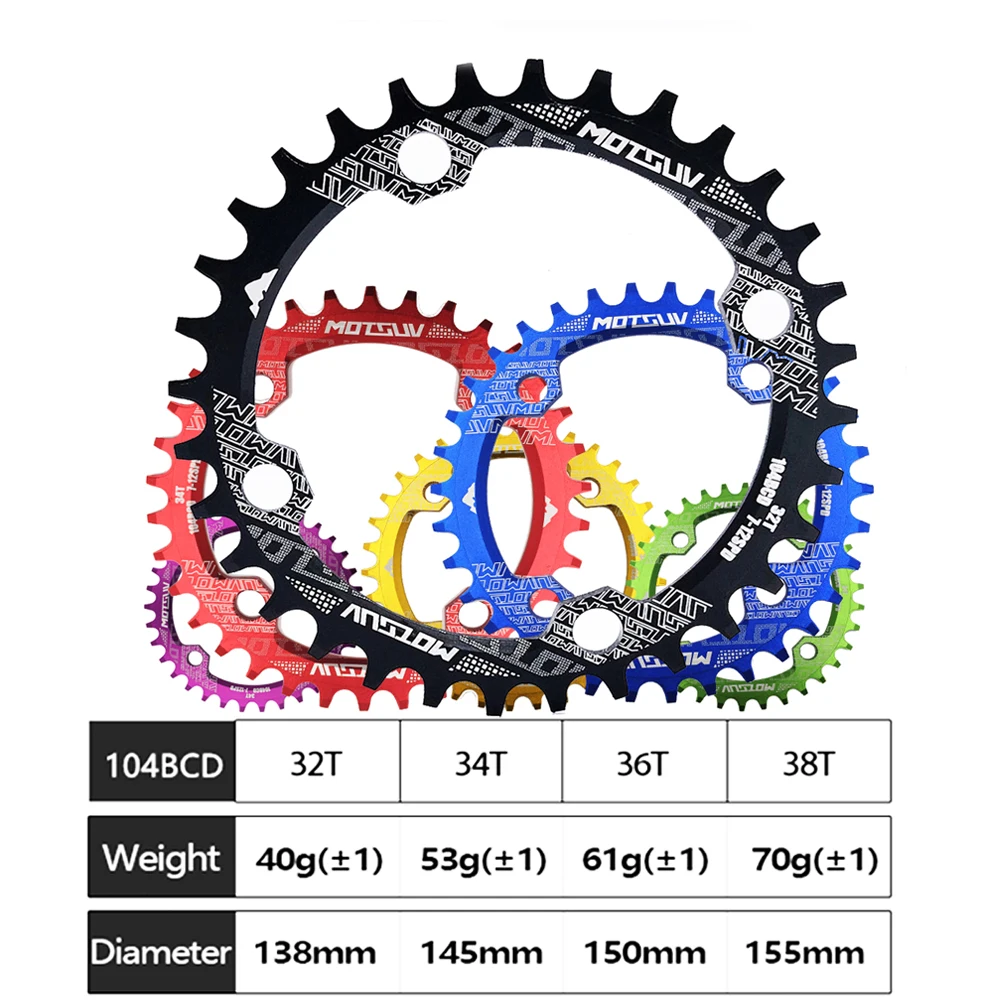 MOTSUV Round Narrow Wide Chain Wheel  MTB Mountain bike bicycle 104 BCD 32T 34T 36T 38T crankset Tooth plate Parts