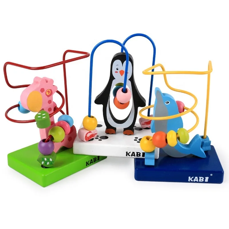 wooden animal Cartoon beaded TOY children educational vibrato hand-eye coordination parent-child interaction kindergarten toy