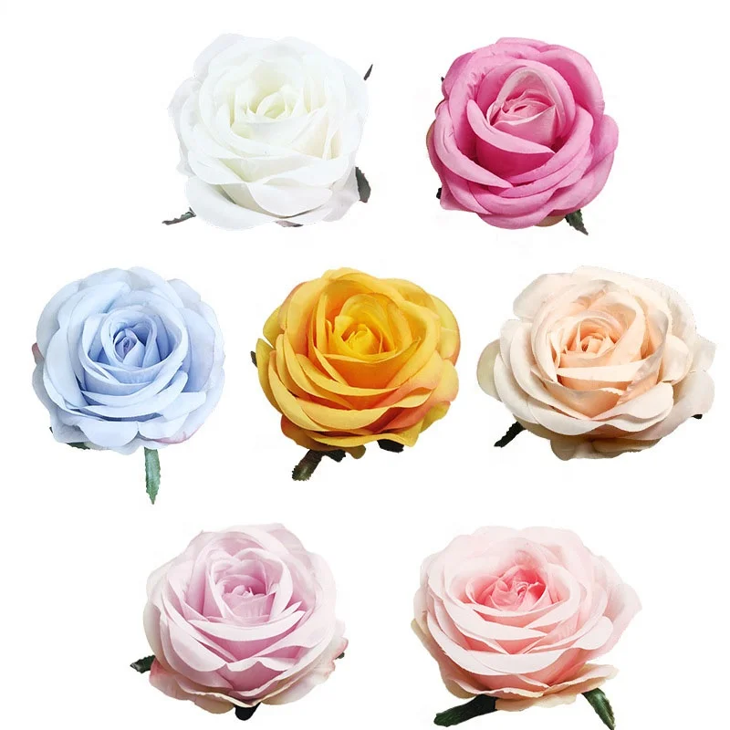 C2156 Wedding Cheap Fabric Fake Wholesale DIY Open Small Floral Arrangement Silk Artificial Rose Heads Flower