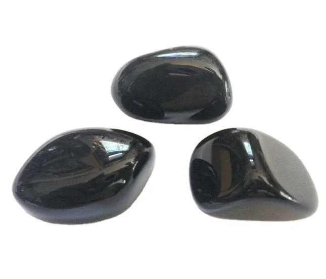 Natural polished big size black obsidian gravel stone Quartz crystal tumble rock stone
