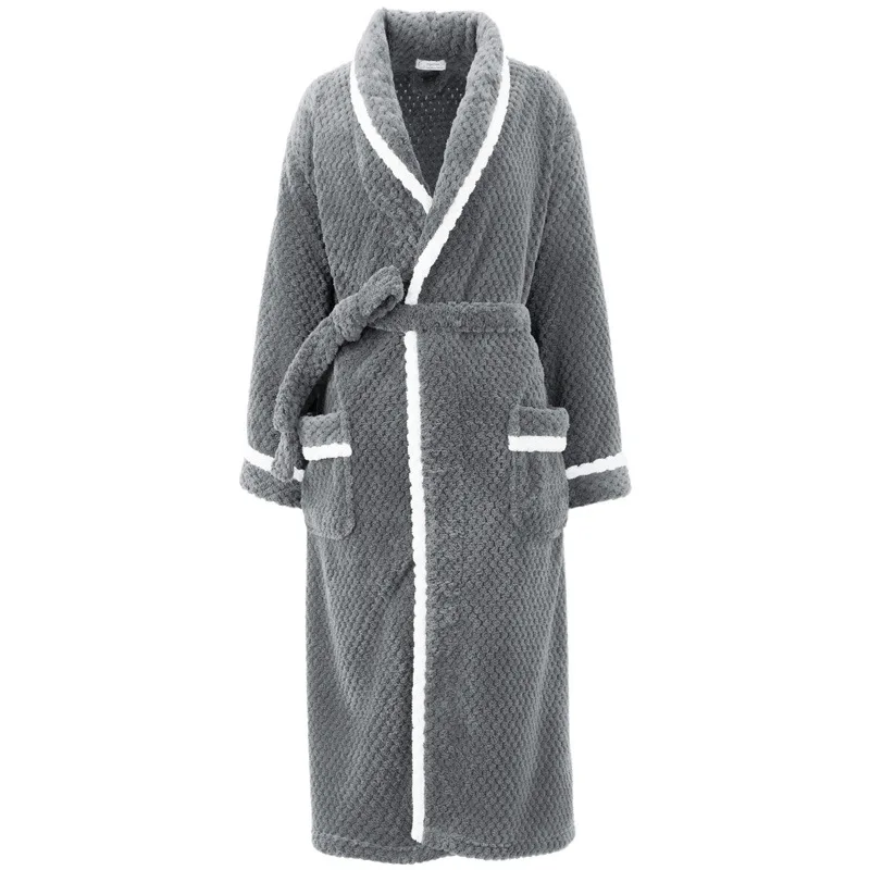 Super Soft Cheap Adults High Quality Soft Bathrobe Jacquard Solid Flannel Fleece Winter Bathrobes For Women