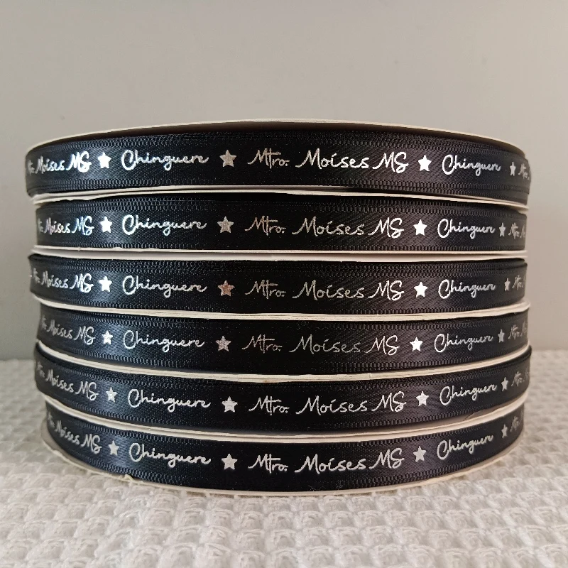 Wholesale custom logo 1inch gross grain ribbon , 2.5cm gold foil printed grosgrain silk ribbon