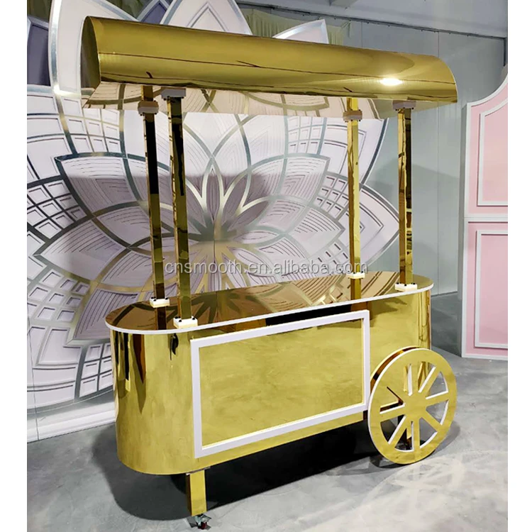 Подвижная витрина для десертов тортов на день рождения Золотое зеркало акриловая конфета сладкая тележка с колесиком