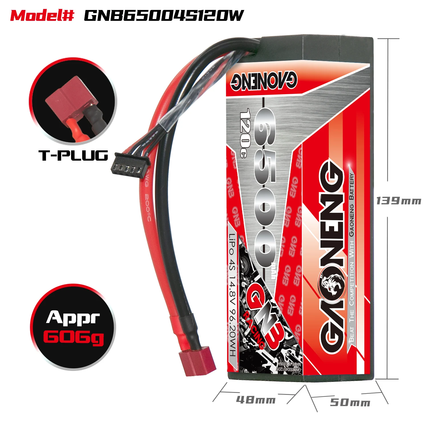 GNB GAONENG 6500 мА/ч 4S 4S2P 14 8 V 120C T-PLUG открытое пальто футляр с силикатной гелевой батареи 1:8 1/8 Радиоуправляемый гоночный автомобиль Лодка Грузовик Truggy