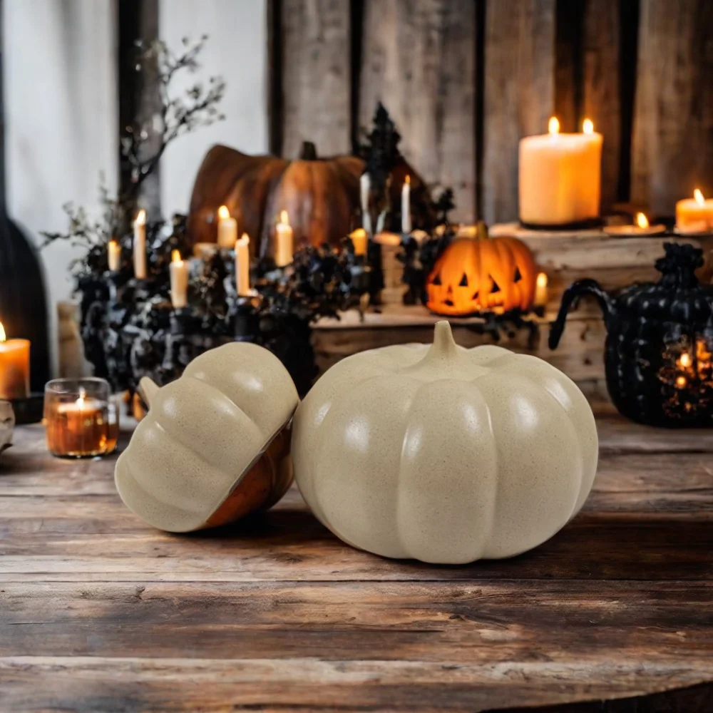 Nordic Art Deco Design Ceramic Pumpkin Home Decor Little Halloween Desktop Ornament Portrait Pattern