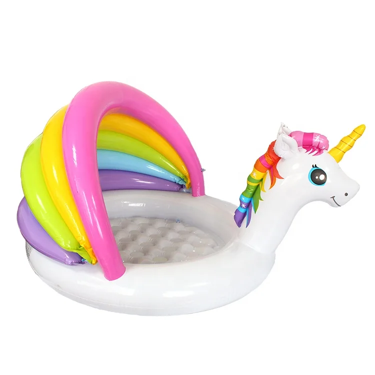 Unicorn Inflatable Baby Swimming Pool With The Built-in Sunshade For Kids
