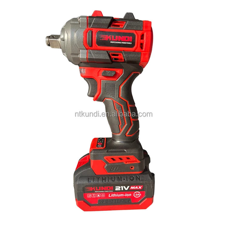 High Quality KUNDI Brand Power Tools Lithium Battery Brushless Impact Wrench 400N.M